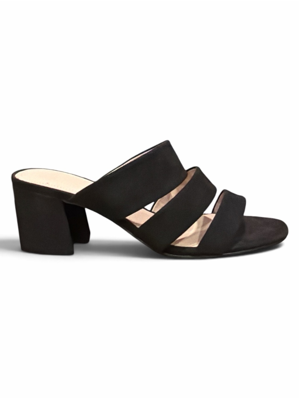 H&M Black Triple-Strap Block Heeled Sandals, Size 8.5, Black- NWOT